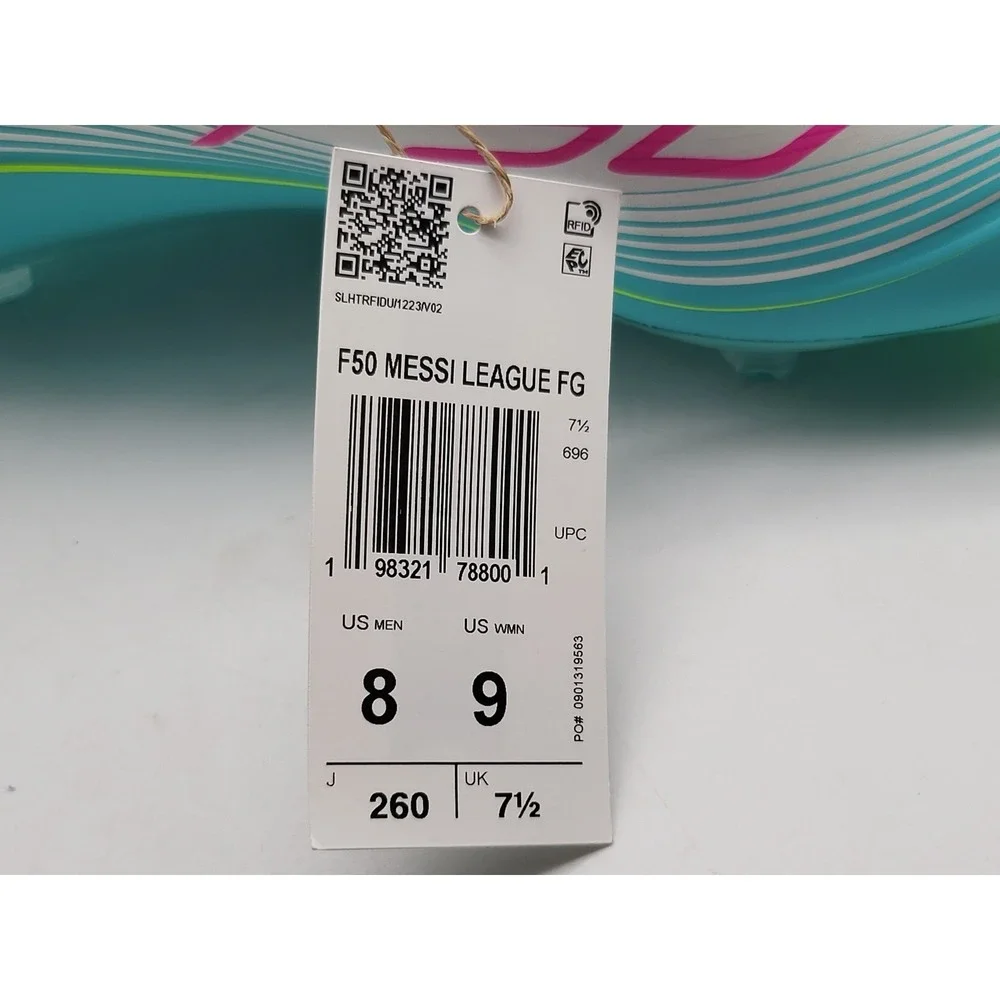 Adidas F50 Messi League FG‎ Mens 8 White Pink Cyan Soccer Cleats JQ0954